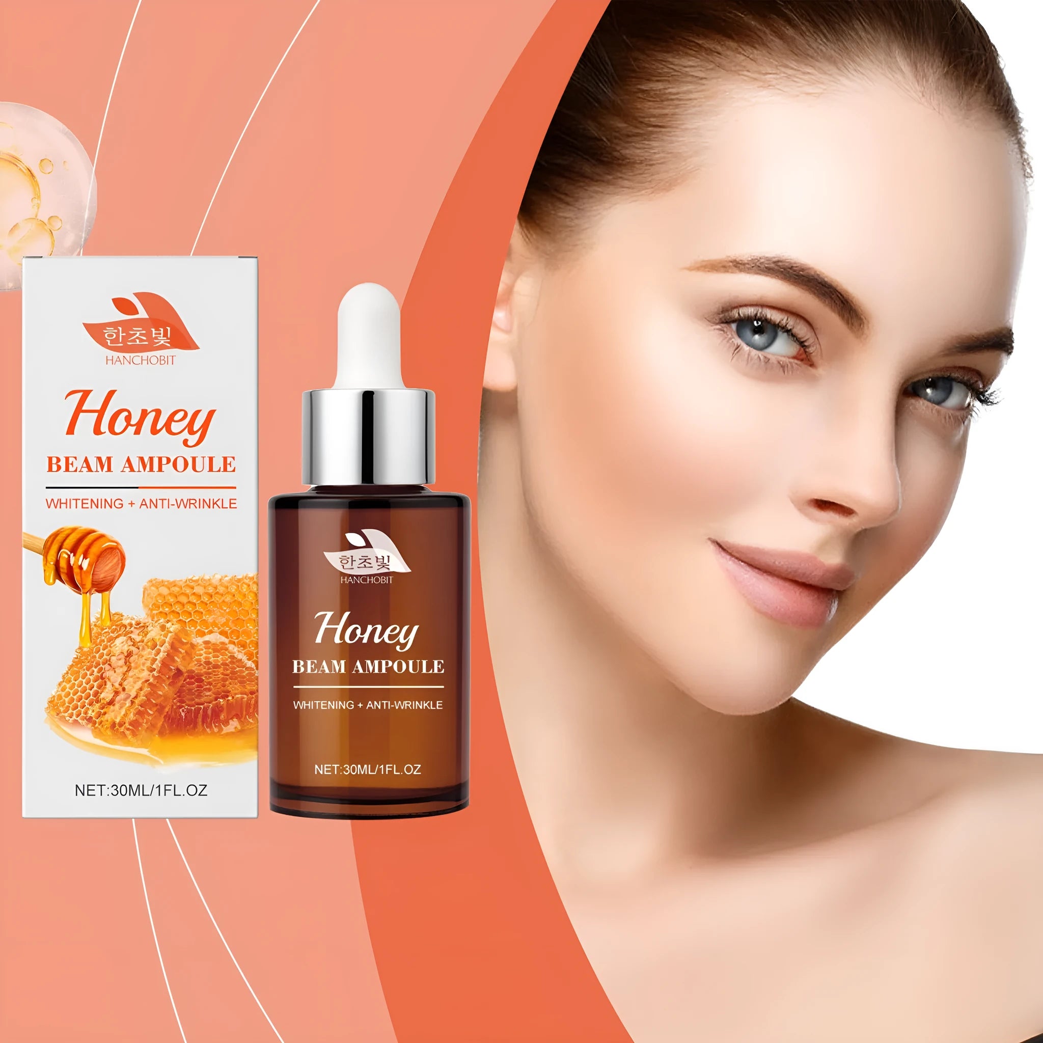 30ml bottle of moisturising facial liquid with honey and botanical extracts