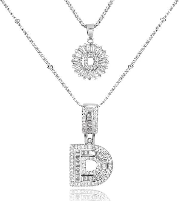 18K gold plated copper alphabet pendant necklace letter A with melon seeds chain on white background