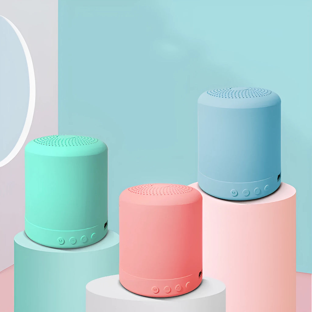 A11 compact wireless Bluetooth speaker in black, pink, blue or green with multiple connectivity options