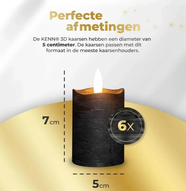 Black plastic S6 LED pillar candle with flameless flickering light.