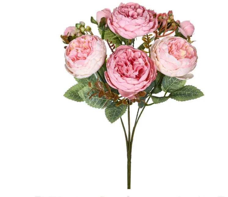 Artificial silk peony flower bouquet in champagne colour for home or wedding decoration