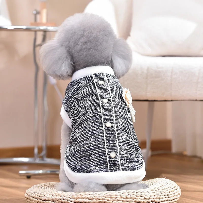 Black or purple cat jacket with sausage print design for small to large pets