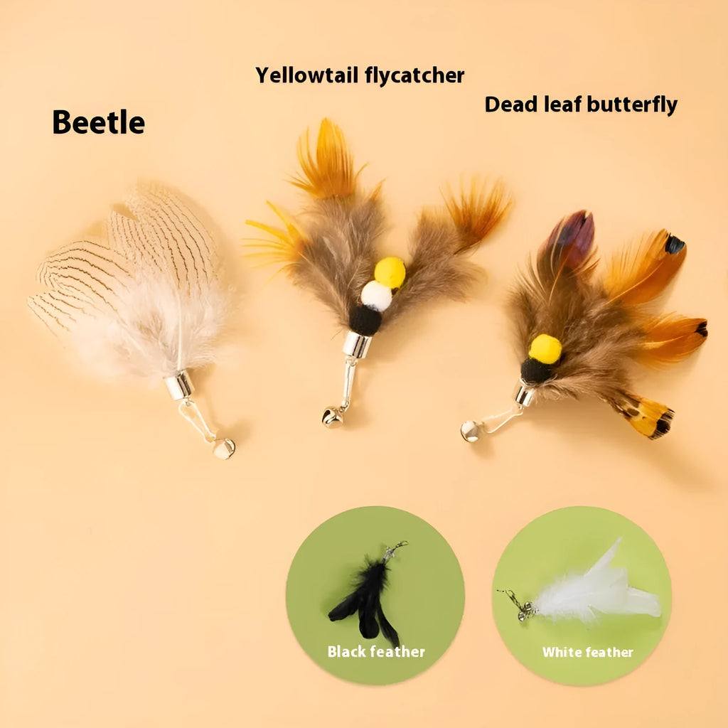 Steel wire cat toy replacement head with small flying insects design for scratch-resistant play