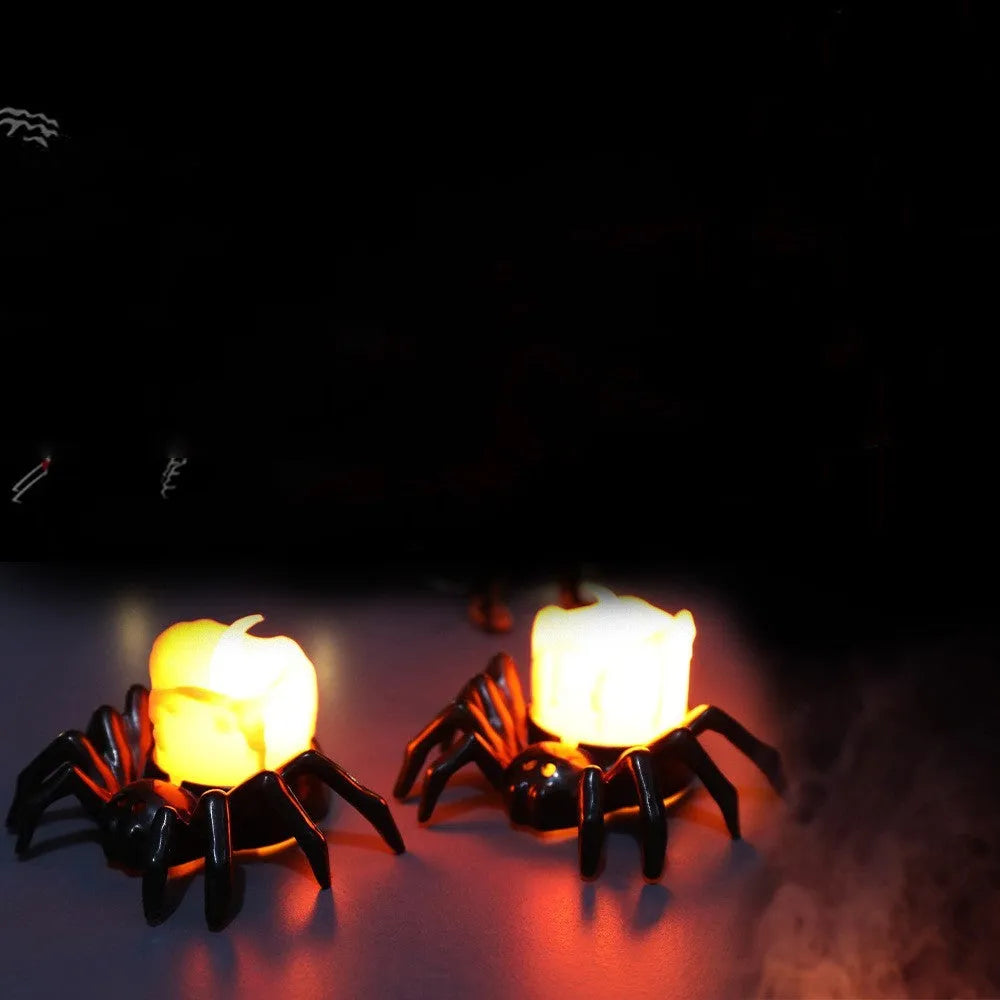 Halloween spider candlestick ornament plastic decorative candle light