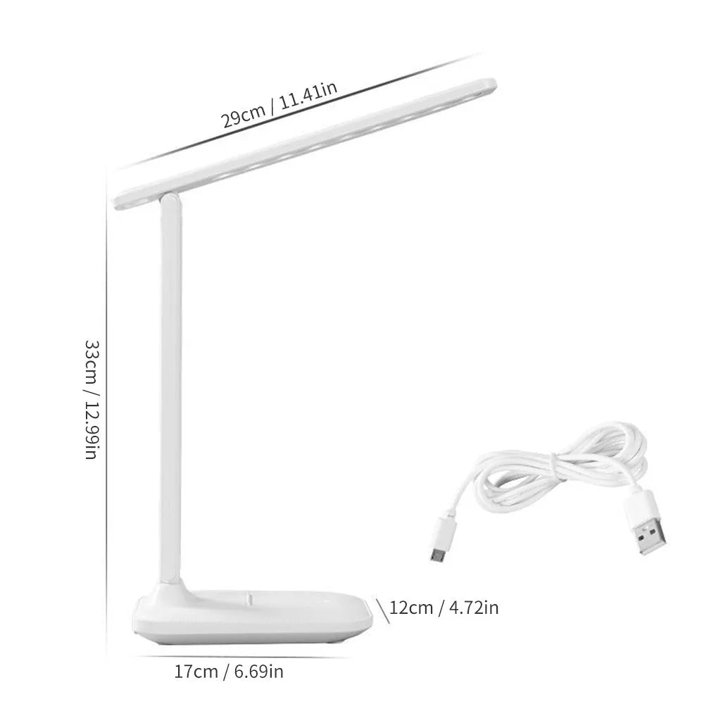 White children's bedside lamp with touch dimming control and USB charging port