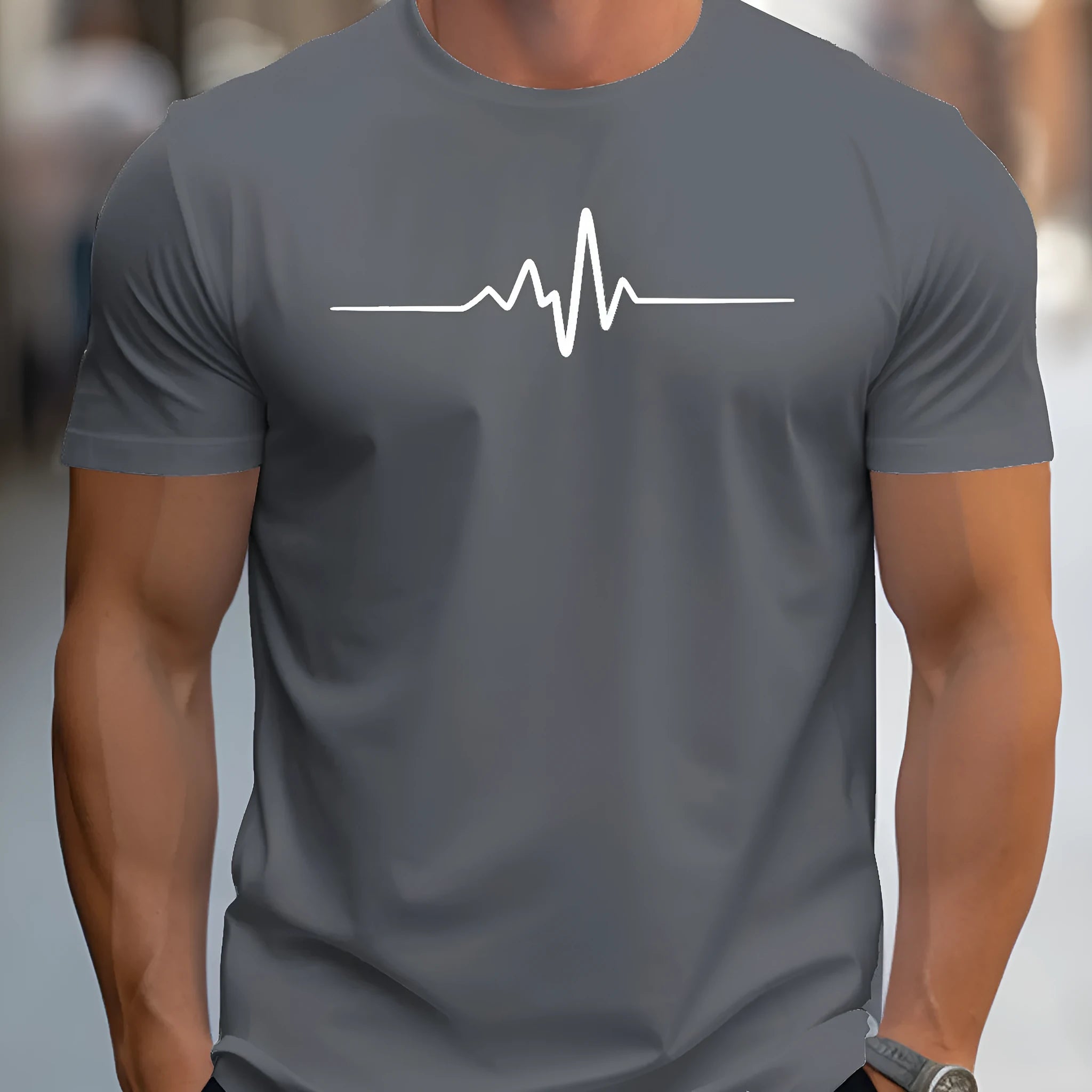 Men's loose fit T-shirt with 3D sports letter pattern in chemical fibre blend fabric