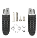 Black aluminium alloy motorcycle foot pegs for Suzuki Hayabusa and V-Strom models.