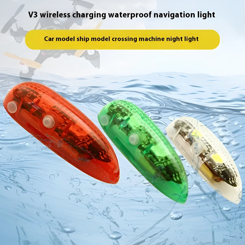 V3 wireless charging waterproof navigation light set for RC car boat plane models