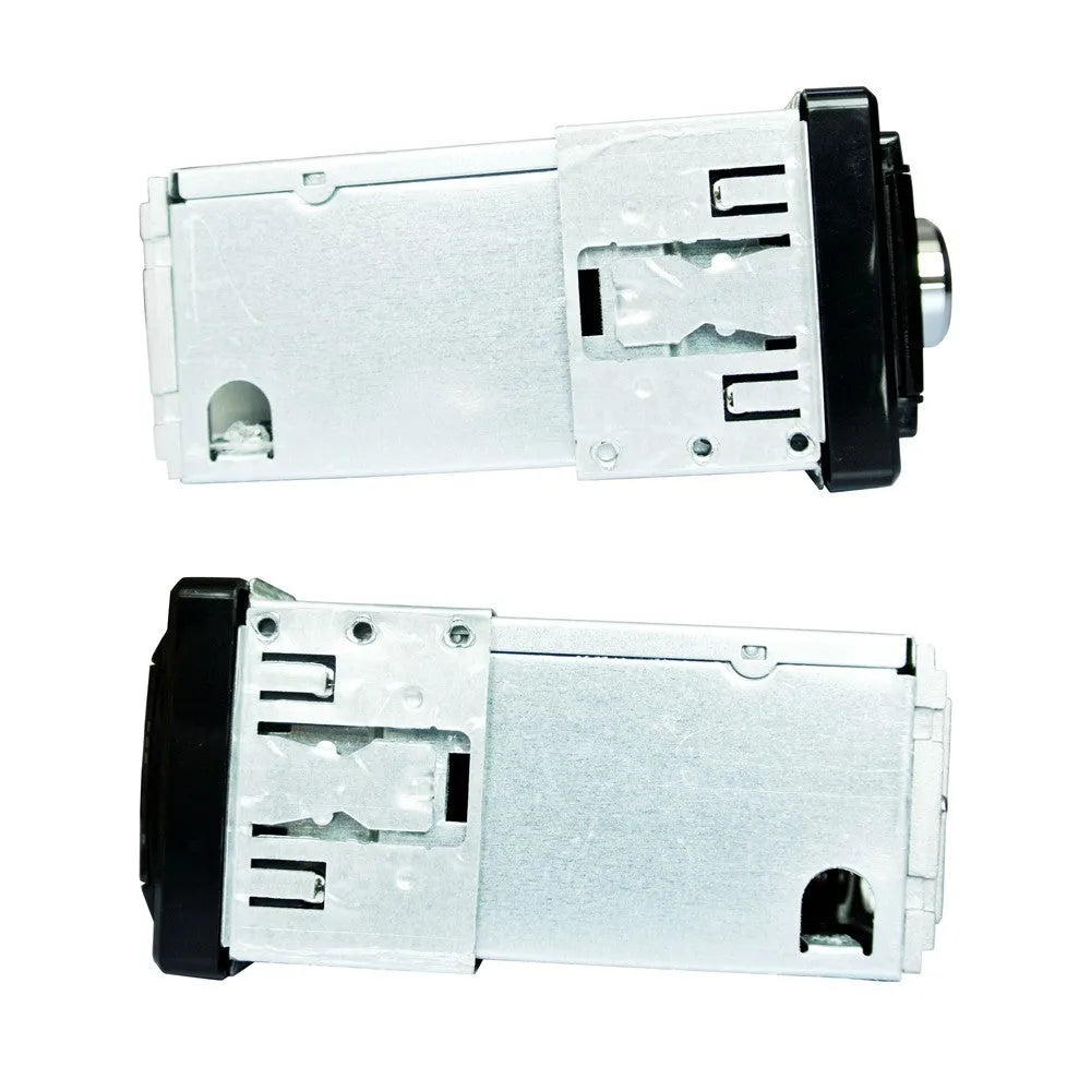 Car stereo receiver with Bluetooth, USB port, SD card slot and auxiliary input for vehicle audio