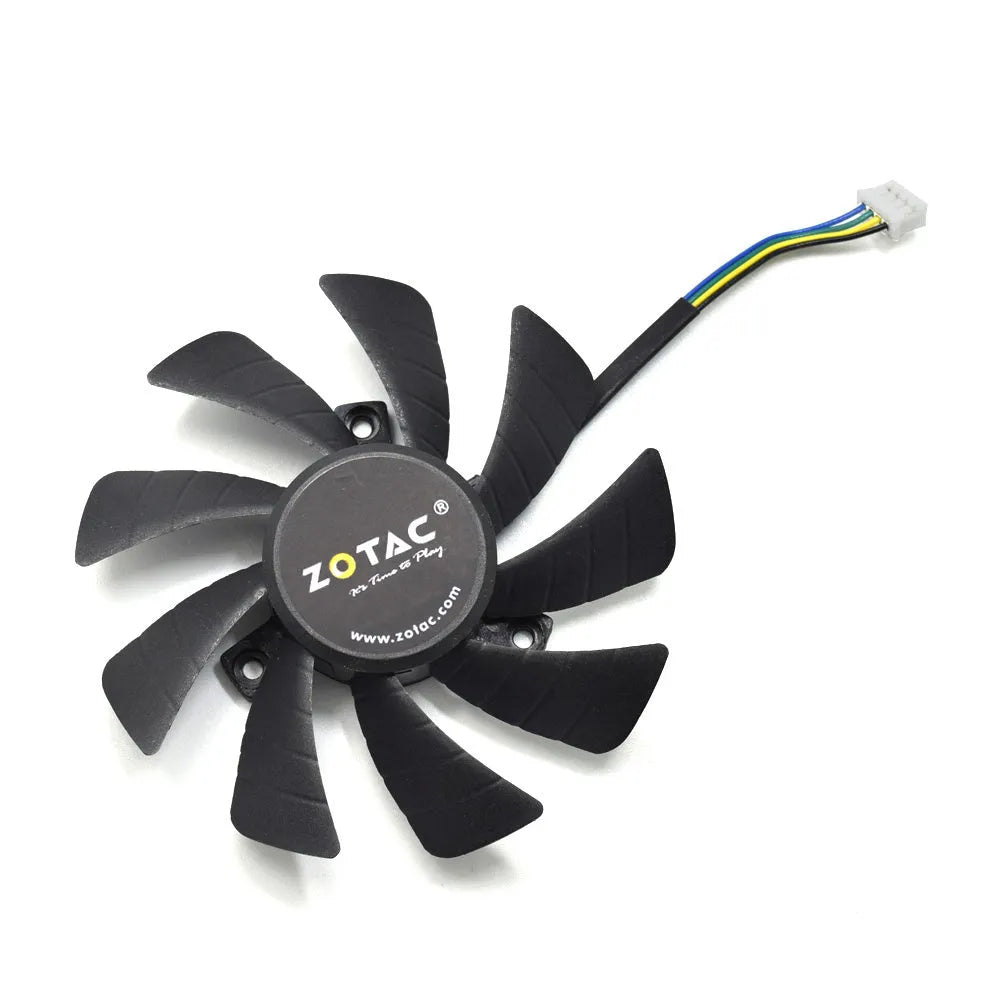Black 85mm computer cooling fan with 4-pin connector for graphics card airflow