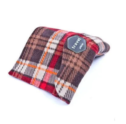 U-shaped travel neck pillow with attached scarf bandanna in multiple colour options
