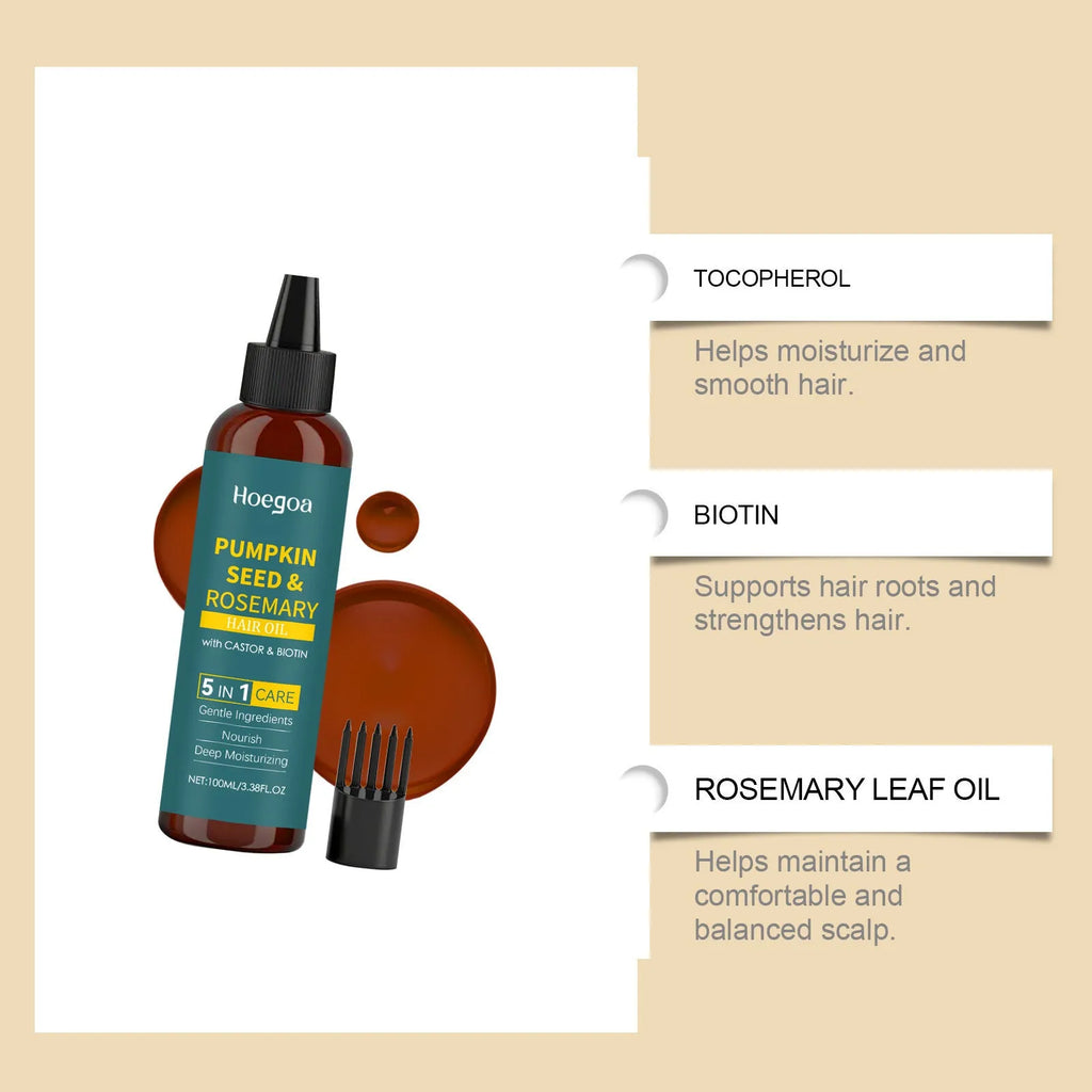 Rosemary essential oil hair treatment 100ml bottle with pointed applicator and hair comb