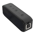 Black waterproof wireless Bluetooth speaker with control buttons and 20W output