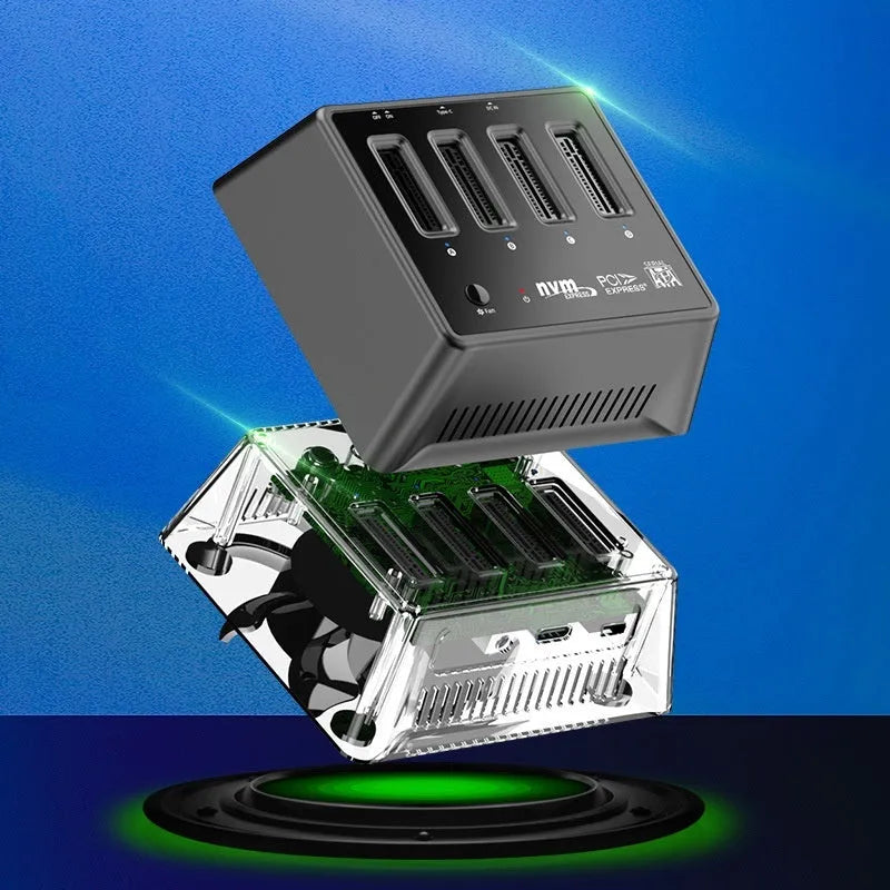 Aluminium M2 SSD mounting base with 90x78x34mm dimensions and European colour coding