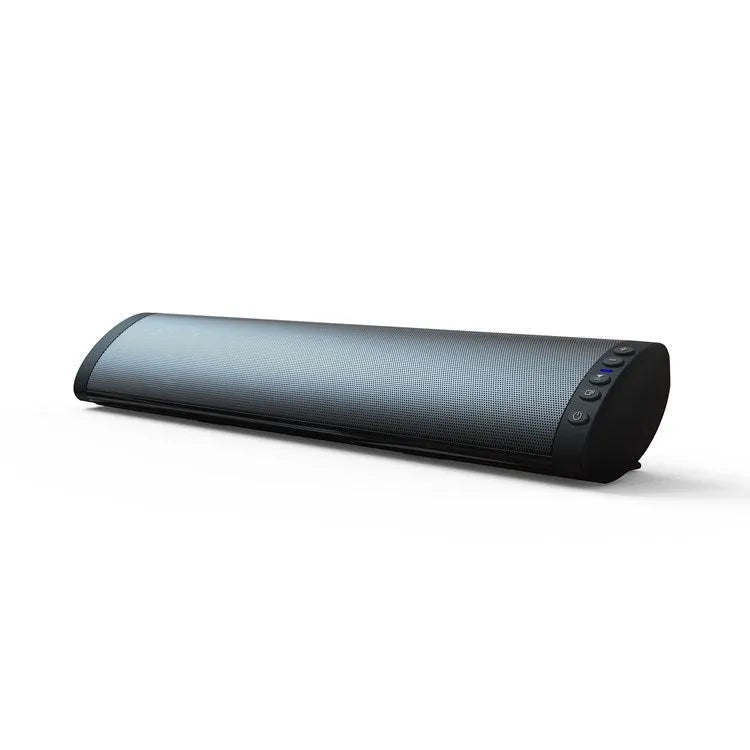 BS-41A black wall-mounted plastic Bluetooth speaker with remote control on a white wall.