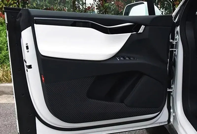 Carbon fibre protective film for Tesla Model S car door interior panels