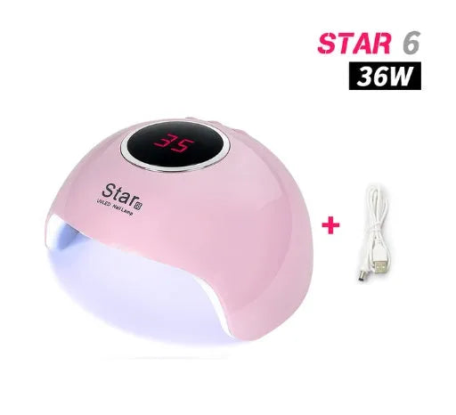 Set of 48 metallic Christmas baubles showing star patterns in gold, pink, red, and white colours.
