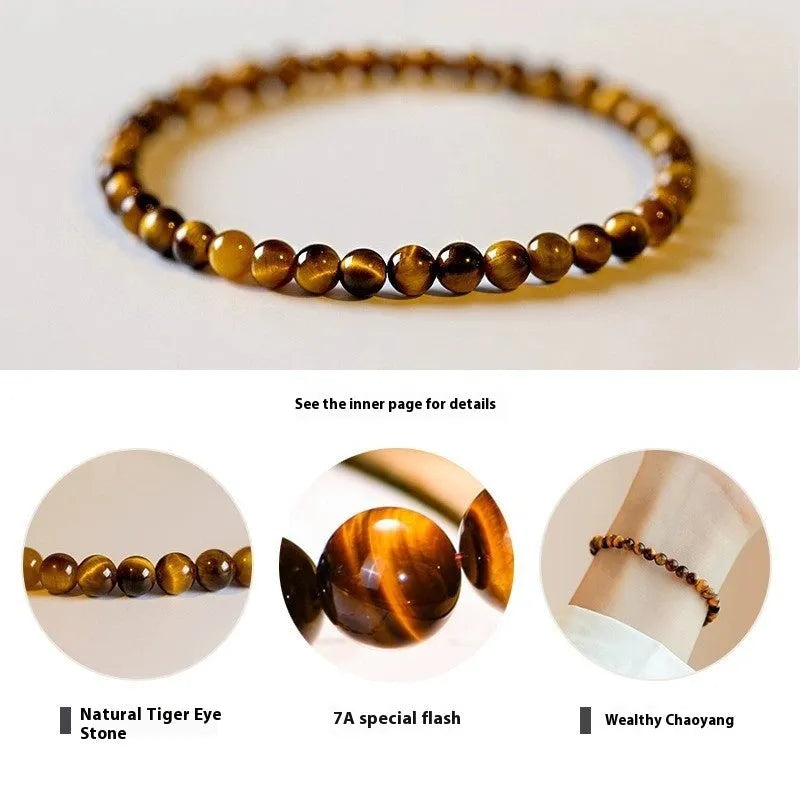 New Chinese style tigereye bracelet with geometric design and round elements in handcrafted construction