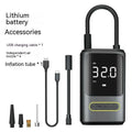 Handheld wireless air pump with digital display showing tyre pressure measurement