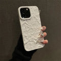 Tin foil pleated silicone phone case for iPhone with embossed finish, white colour