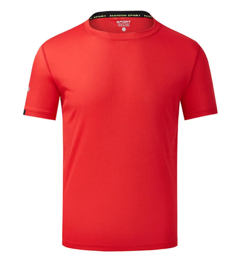 Men's solid colour short sleeve ice silk sport shirt shown in available colours on a neutral background