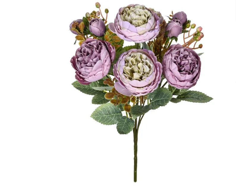 Artificial silk peony flower bouquet in champagne colour for home or wedding decoration
