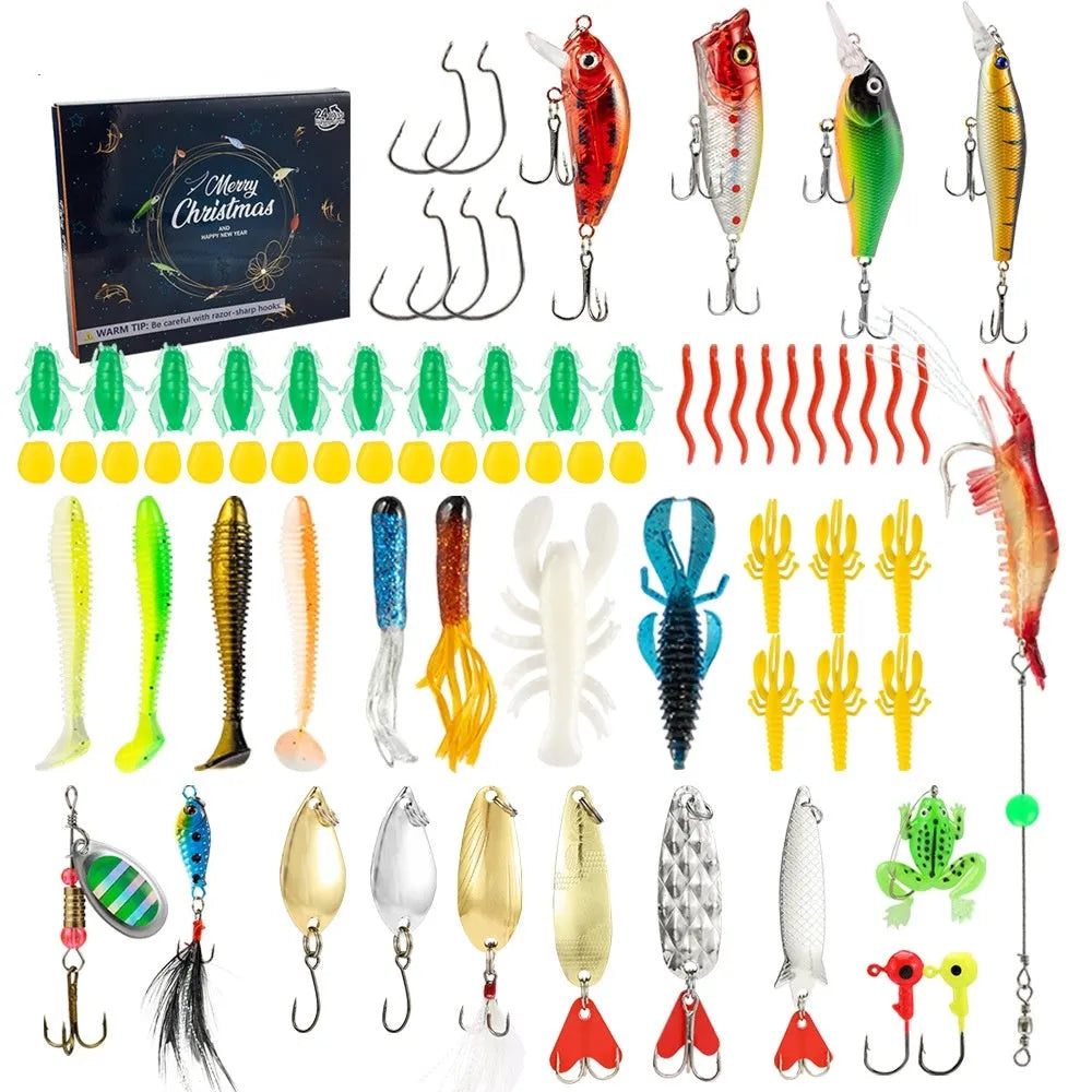 Mino Bog Christmas fishing blind box set with 24 metal pieces in 01 style colour