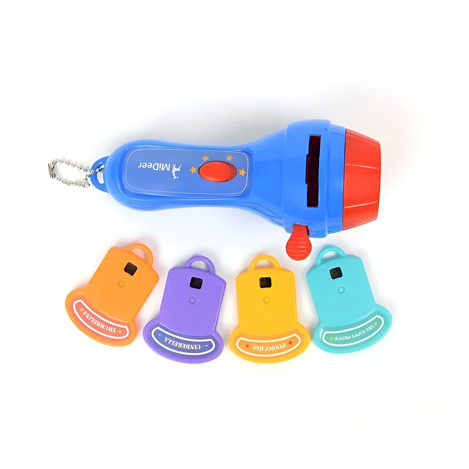Kids storybook projector torch with four colourful fairy tale projection discs