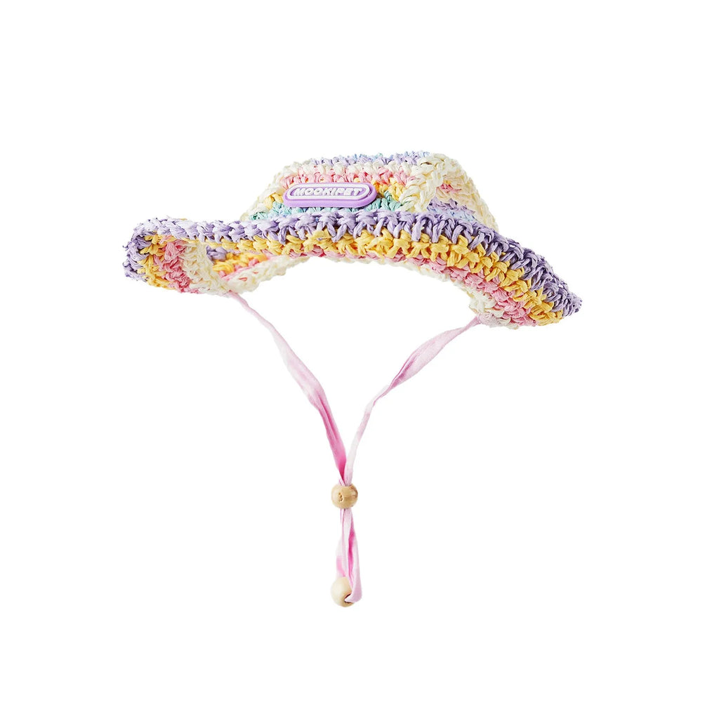 Dog woven sun hat in 100% paper casual style for small breeds summer use