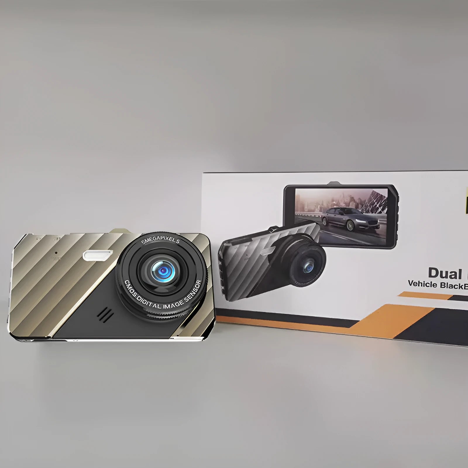 4 inch front and rear dual lens dashboard camera with touch screen display