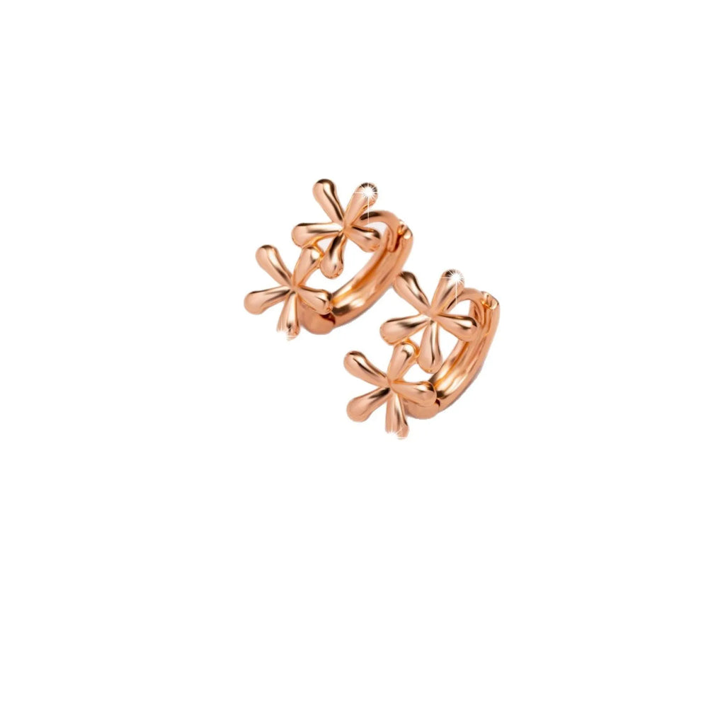 Rose gold electroplated waterdrop flower earrings with circular design for women