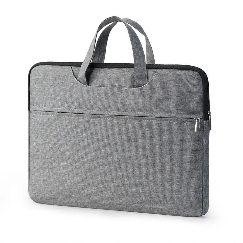 Portable Oxford cloth computer bag in black with rain cover and zipper closure