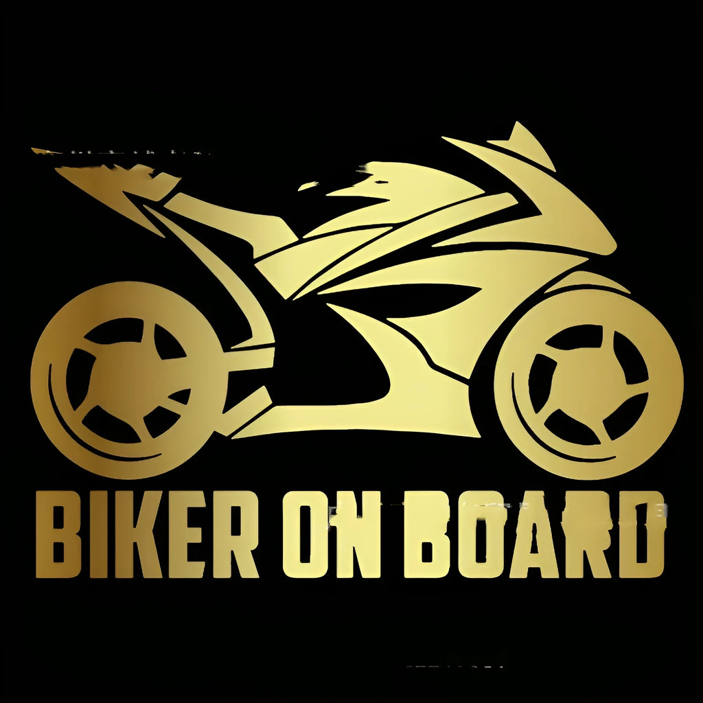 Motorcycle reflective safety stickers in PET material showing size and colour options