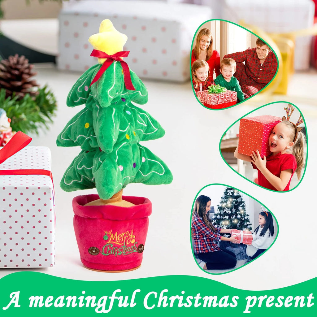 Soft dancing Christmas reindeer plush toy with recording and music functions, 32cm tall
