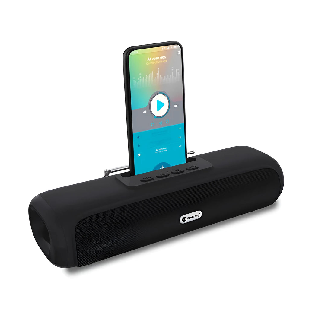Desktop wireless long strip radio subwoofer in Black, Blue, Red, or Silver Grey colour