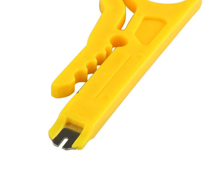 Yellow mini portable wire stripper tool with 0.6mm stripping diameter.