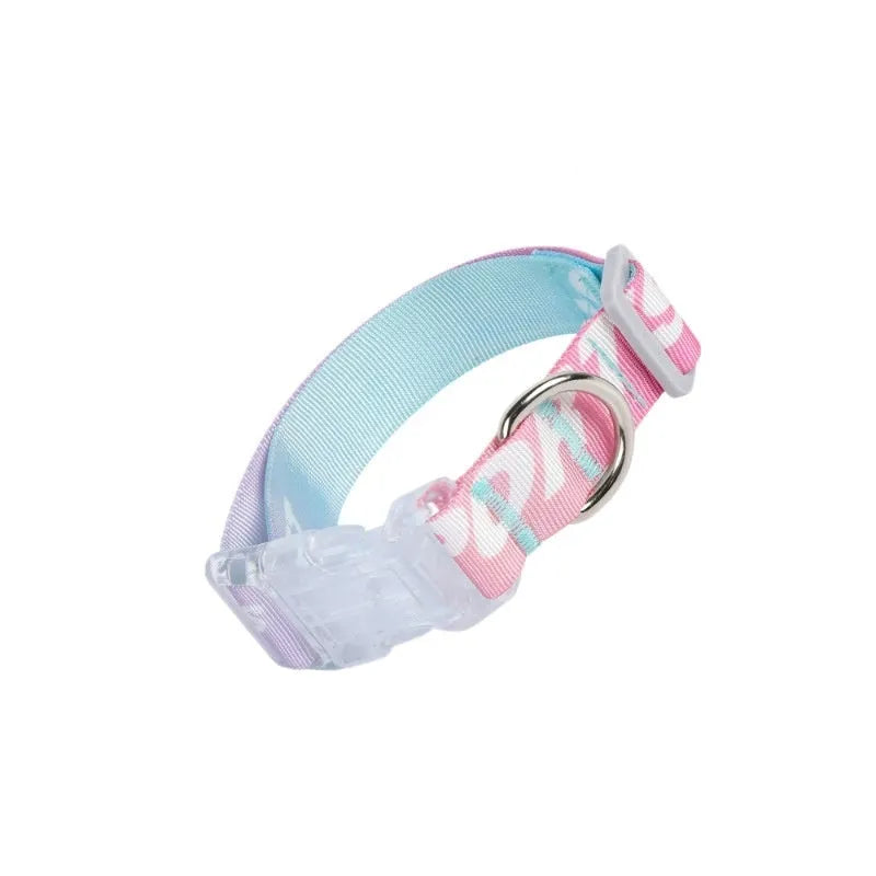 Adjustable nylon dog collar with cartoon gradient printing in panda green colour