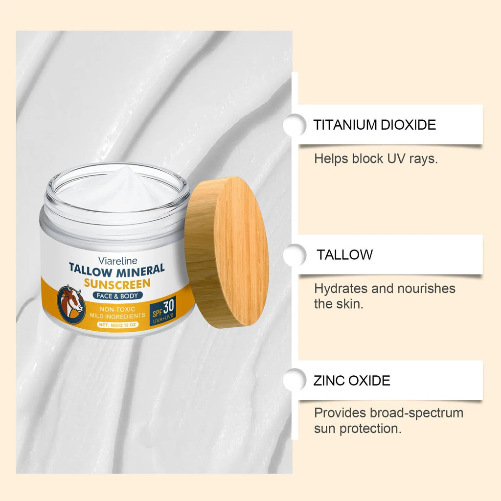 60g tube of cow fat moisturising sunscreen with tallow and mineral UV protection ingredients