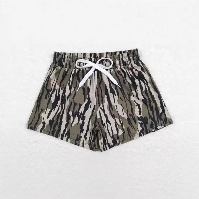 A pair of boys' straight-leg sports shorts in a polyester fabric, shown in one of six available colour variants.