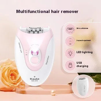 KEDA-216 colour USB electric hair removal device with cleaning brush and charger