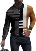 Men's grey striped long-sleeved top with 3D printed pattern, casual style