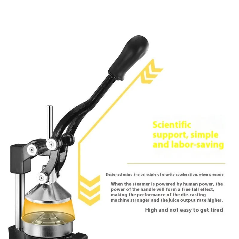 Cast iron manual citrus juicer with stainless steel strainer in black colour option