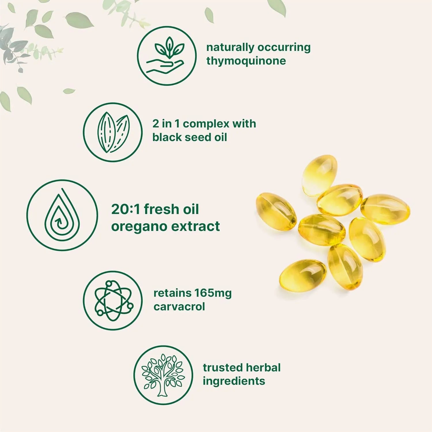 Bottle of butter black seed oil soft gel capsules for adults, showing 180 or 300 tablet pack option.