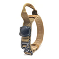 Tactical waterproof dog collar with positioning ring in army green colour showing polyester construction