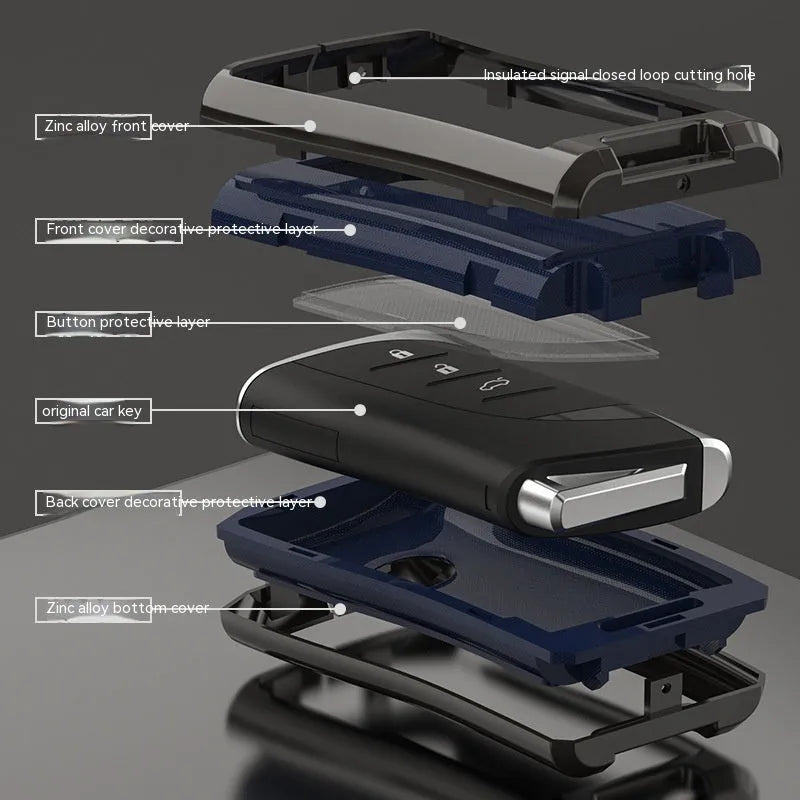 Lexus car key case with zinc alloy and TPU construction in multiple colour options