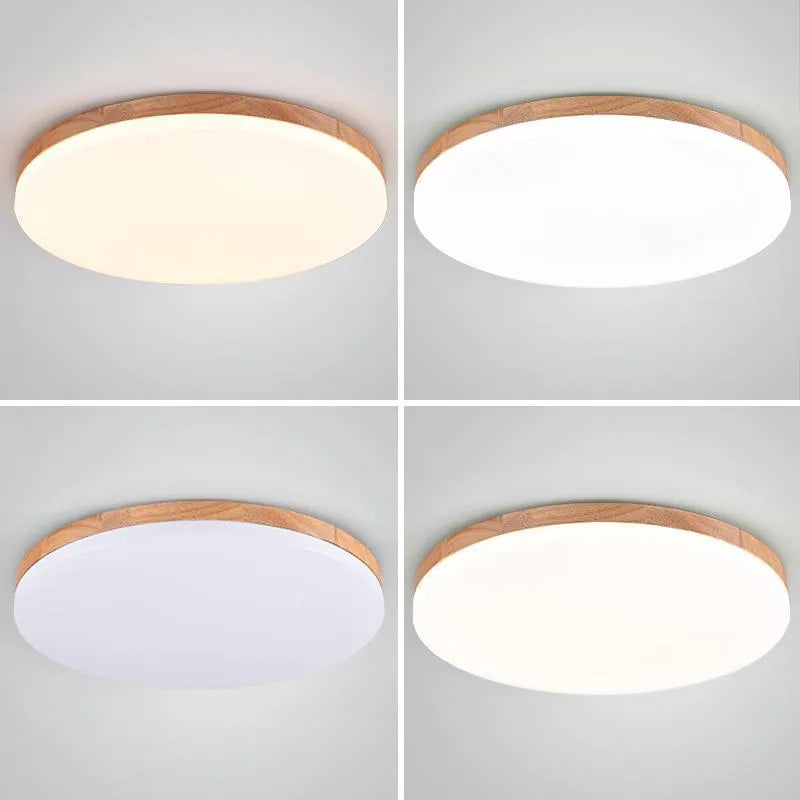 Japanese minimalist wood and acrylic LED ceiling lamp in three available sizes