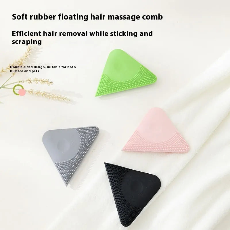 Pet hair scraper cat comb brush with PTE bristles for grooming and fabric hair removal