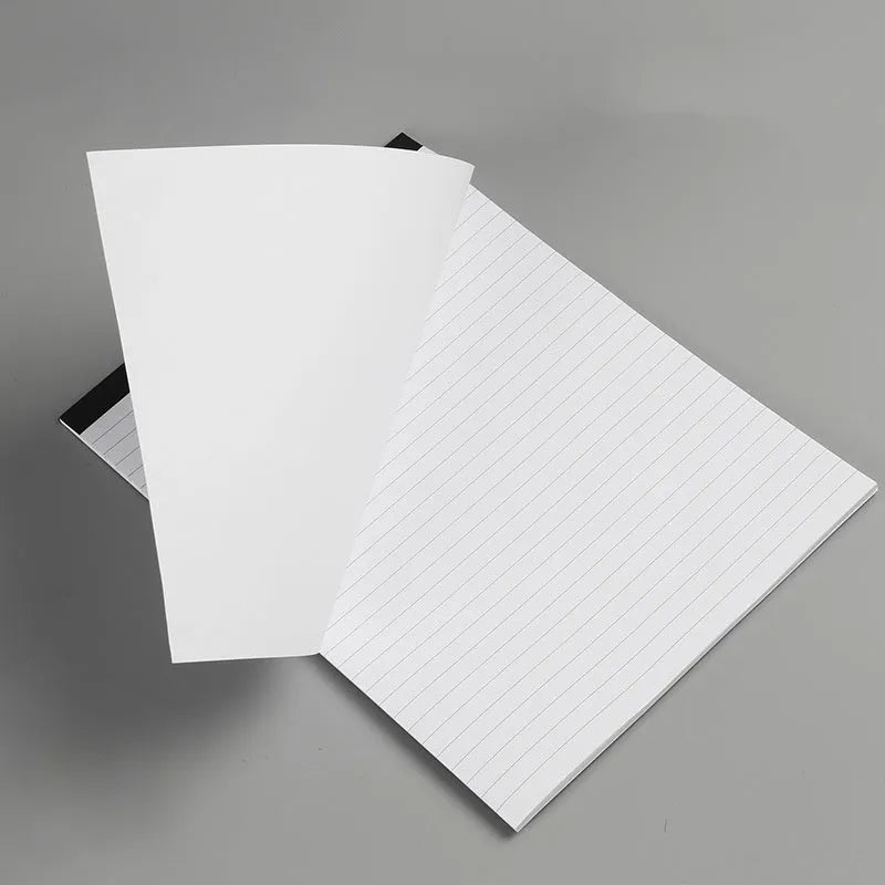 A4 tearable notebook with grid-lined pages and wireless adhesive binding in paper cover