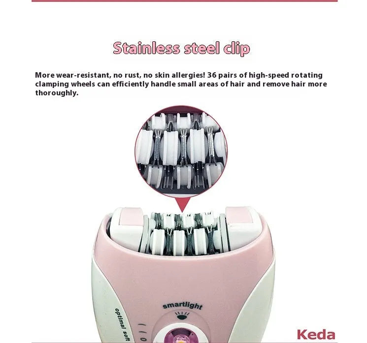 KEDA-216 colour USB electric hair removal device with cleaning brush and charger