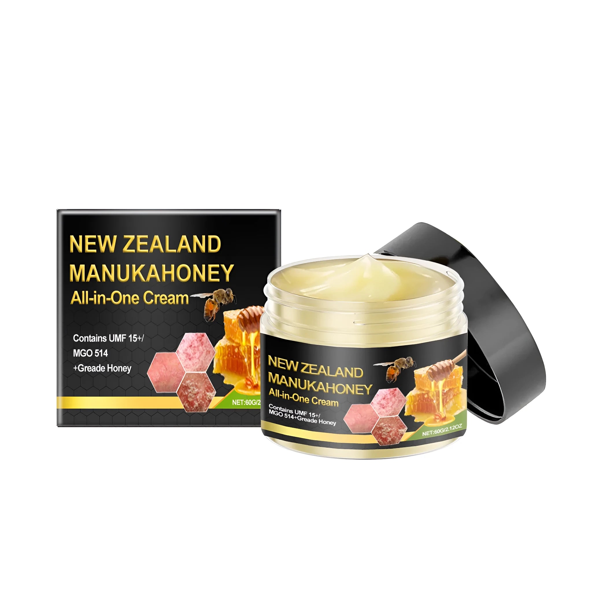 50g jar of skin cream containing bee venom, honey, and madecassoside